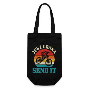 Mountainbike MTB Downhill Biker Geschenk - Geschenkbeutel für Flaschen - Schwarz - Vorne