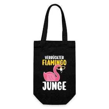 Verrückter Flamingo Junge - Geschenkbeutel für Flaschen - Schwarz - Vorne
