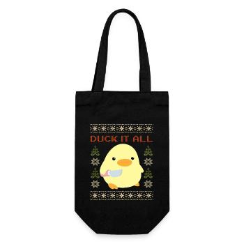 Canard avec couteau Meme - Duck it all Noël moche - Sac à bouteille - noir - Devant