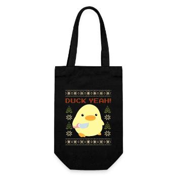 Duck with Knife Meme - Duck yes Ugly Christmas - Gift Bag for Bottles - black - Front