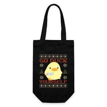 Duck With Knife Meme Duck Yourself Ugly Christmas - Gift Bag for Bottles - black - Front