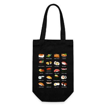 Viele Sushi Zubereitungen - Arten von Sushi - Geschenkbeutel für Flaschen - Schwarz - Vorne