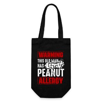 Warning This Old Man Has Peanut Allergy - Geschenkbeutel für Flaschen - Schwarz - Vorne