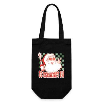 "Es eskaliert eh" Party Kostüm für Weihnachten - Geschenkbeutel für Flaschen - Schwarz - Vorne