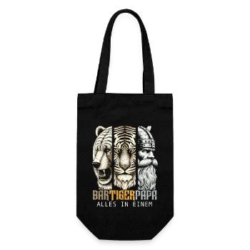 Bärtigerpapa Bär Tiger Papa Vater Geschenk Bart - Geschenkbeutel für Flaschen - Schwarz - Vorne