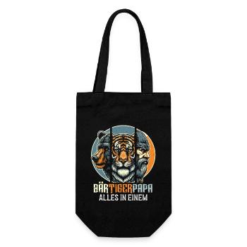 Bärtigerpapa Bär Tiger Papa Vater Geschenk Bart - Geschenkbeutel für Flaschen - Schwarz - Vorne