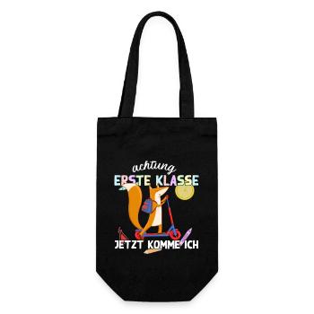 Fuchs Schulkind Einschulung Erste Klasse Design - Geschenkbeutel für Flaschen - Schwarz - Vorne