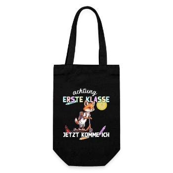 Fuchs Erstklässler Einschulung Schulstart Design - Geschenkbeutel für Flaschen - Schwarz - Vorne