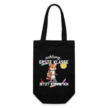 Fuchs Schulanfang Erste Klasse Einschulung - Geschenkbeutel für Flaschen - Schwarz - Vorne