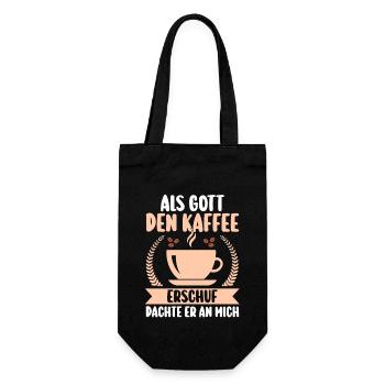 Als Gott Den Kaffee Erschuf Dachte Er An Mich - Geschenkbeutel für Flaschen - Schwarz - Vorne