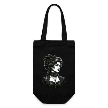 Elegante Gothic-Dame: Viktorianische Anmut - Geschenkbeutel für Flaschen - Schwarz - Vorne
