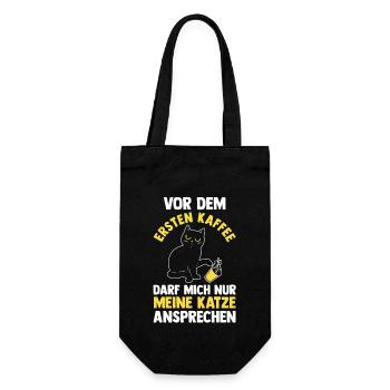 Katze Miezekatze Katzenliebhaber Kaffee Katzen - Geschenkbeutel für Flaschen - Schwarz - Vorne