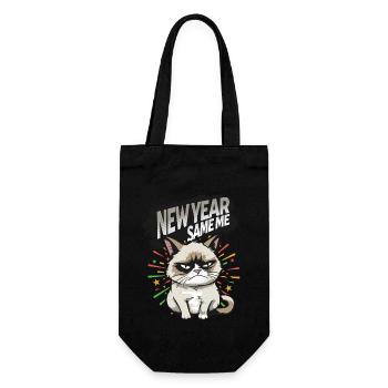 New Year Same Me: Angry Cat Happy New Year Pajamas - Geschenkbeutel für Flaschen - Schwarz - Vorne