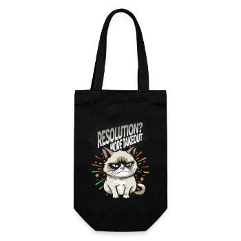 More Takeout - Angry Cat Happy New Year Pajamas - Geschenkbeutel für Flaschen - Schwarz - Vorne