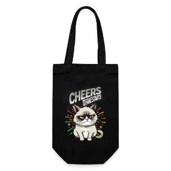 Fake Starts - Angry Cat Happy New Year Pajamas - Geschenkbeutel für Flaschen - Schwarz - Vorne