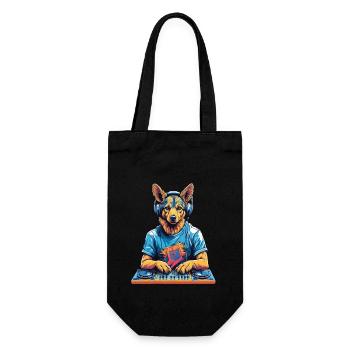 DJ Schäferhund Musik Party Hunde Design - Geschenkbeutel für Flaschen - Schwarz - Vorne
