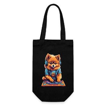 Pomeranian DJ Zwergspitz Party Music Design - Gift Bag for Bottles - black - Front