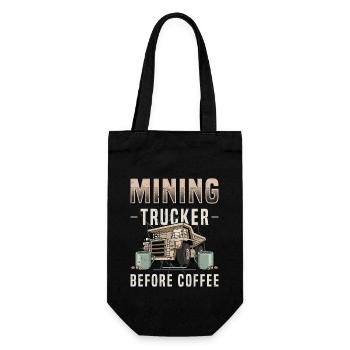 Mining Trucker Before Coffee Trucker Coffee Lover - Geschenkbeutel für Flaschen - Schwarz - Vorne