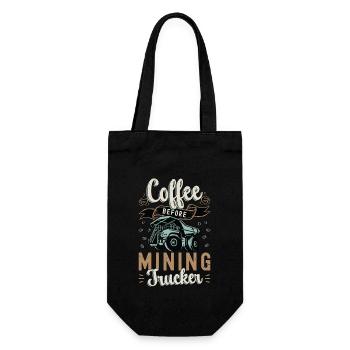 Mining Trucker Coffee Before Miner Coffee Lover - Geschenkbeutel für Flaschen - Schwarz - Vorne