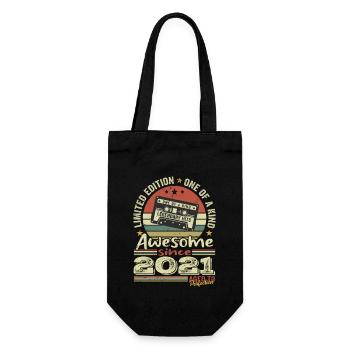 Jahrgang 2021 Original Retro Geburtstagsgeschenk - Geschenkbeutel für Flaschen - Schwarz - Vorne