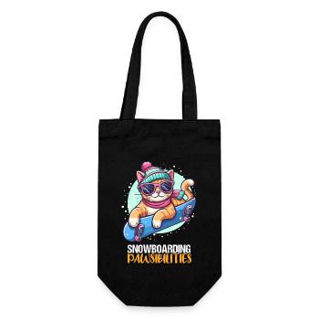 Katze fährt Snowboard Cool Apparel Snowboarding - Geschenkbeutel für Flaschen - Schwarz - Vorne