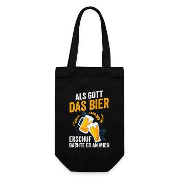 Als Gott Bier Erschuf Dachte Er An Mich - Geschenkbeutel für Flaschen - Schwarz - Vorne