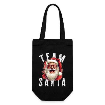 Team Santa Weihnachtsmotiv Weihnachtsmann - Geschenkbeutel für Flaschen - Schwarz - Vorne