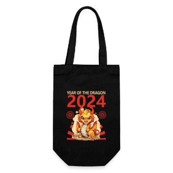 Year Of The Dragon Happy Chinese New Year 2024 - Geschenkbeutel für Flaschen - Schwarz - Vorne