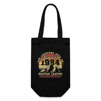 Vintage January 1984 Retro Birthday Gift - Gift Bag for Bottles - black - Front