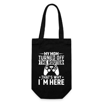 That's why my mom turned off the router - Gift Bag for Bottles - black - Front