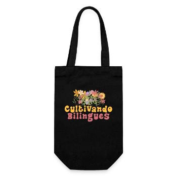 Cultivando Bilingües Spanish Teacher Apparel - Gift Bag for Bottles - black - Front