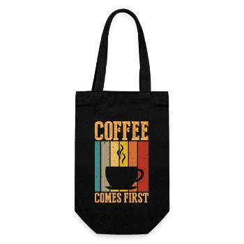 Kaffee Kommt An Erster Stelle - Geschenkbeutel für Flaschen - Schwarz - Vorne