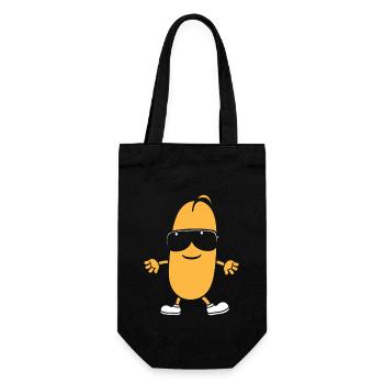 Erdnüsse Humor Kleine Erdnuss - Geschenkbeutel für Flaschen - Schwarz - Vorne