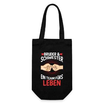 Geschwister Bruder und Schwester - Geschenkbeutel für Flaschen - Schwarz - Vorne