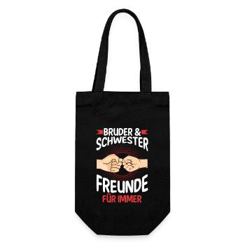 Geschwister Bruder und Schwester - Geschenkbeutel für Flaschen - Schwarz - Vorne