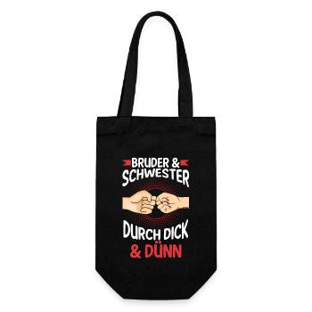 Geschwister Bruder und Schwester - Geschenkbeutel für Flaschen - Schwarz - Vorne