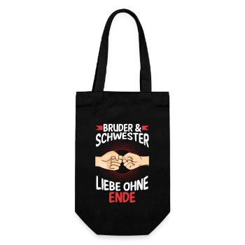 Geschwister Bruder und Schwester - Geschenkbeutel für Flaschen - Schwarz - Vorne