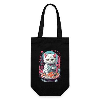 Gothic Pastel Sushi Cat Aesthetic Style - Gift Bag for Bottles - black - Front