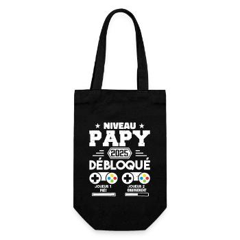 Niveau Papy Débloqué Futur Grand Père 2025 Cadeau - Sac à bouteille - noir - Devant