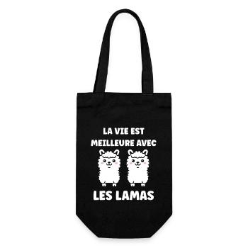 Humour mignon petit lama - Sac à bouteille - noir - Devant