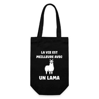 Humour mignon petit lama - Sac à bouteille - noir - Devant