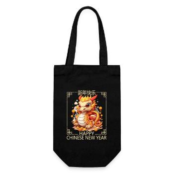 Year Of The Dragon Happy Chinese New Year 2024 - Geschenkbeutel für Flaschen - Schwarz - Vorne