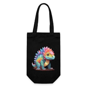 Pastel Stegosaurus Dinosaur for Kids - Gift Bag for Bottles - black - Front