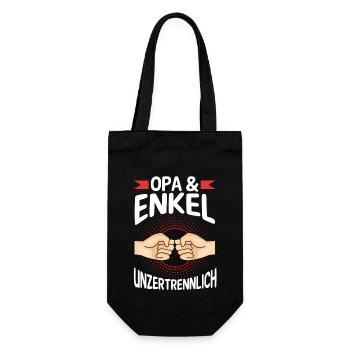 Großvater Opa und Enkel - Geschenkbeutel für Flaschen - Schwarz - Vorne