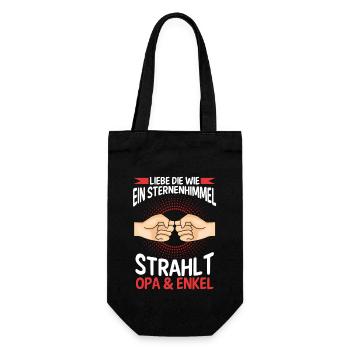 Großvater Opa und Enkel - Geschenkbeutel für Flaschen - Schwarz - Vorne