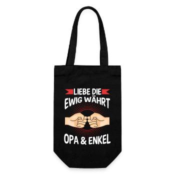 Großvater Opa und Enkel - Geschenkbeutel für Flaschen - Schwarz - Vorne