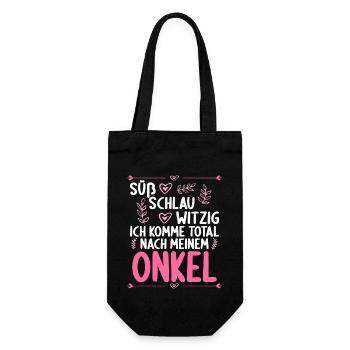 Ich komme total nach meinem Onkel Nichte Neffe - Geschenkbeutel für Flaschen - Schwarz - Vorne
