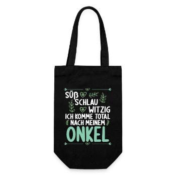 Ich komme total nach meinem Onkel Nichte Neffe - Geschenkbeutel für Flaschen - Schwarz - Vorne