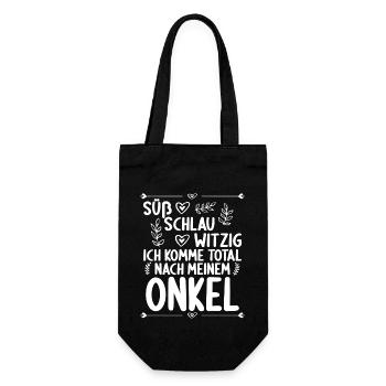 Ich komme total nach meinem Onkel Nichte Neffe - Geschenkbeutel für Flaschen - Schwarz - Vorne