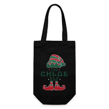 Chloe Elf Personalisierter Name Weihnachtsfamilie - Geschenkbeutel für Flaschen - Schwarz - Vorne